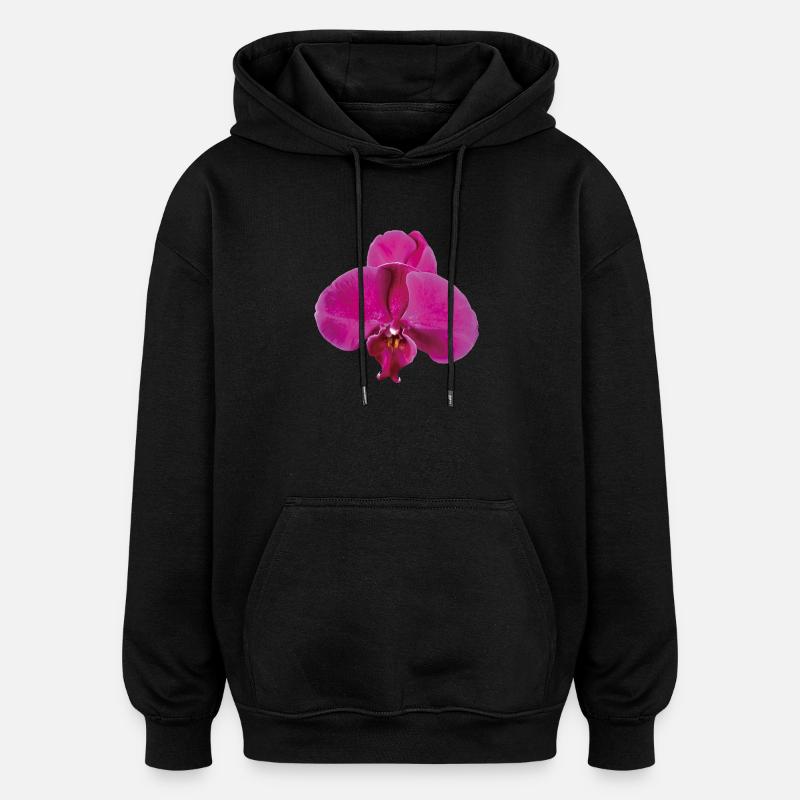 Vivid_Pink_Phalaenopsis_Noth_Orchid_Bloom - Sweat à capuche oversize unisexe - noir