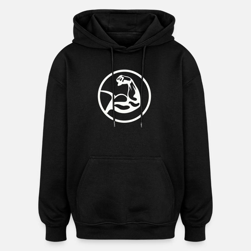Biceps Black White - Oversized Unisex Hoodie - black