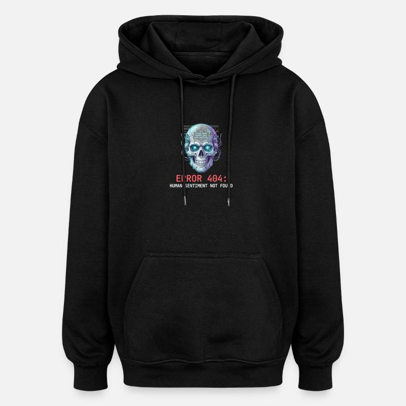 Error 404 Cyberpunk Aesthetic Art - Oversized Unisex Hoodie - black