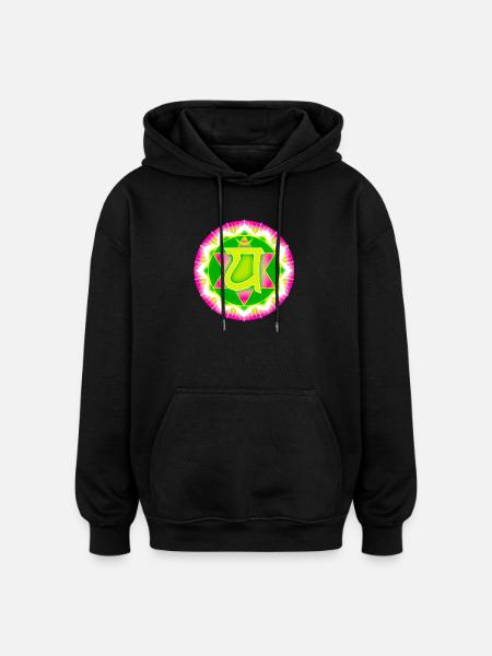 Heart Chakra Anahata - Oversized Unisex Hoodie - black
