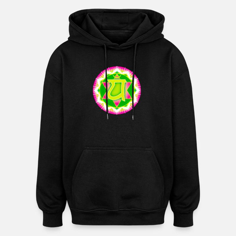 Heart Chakra Anahata - Oversized Unisex Hoodie - black