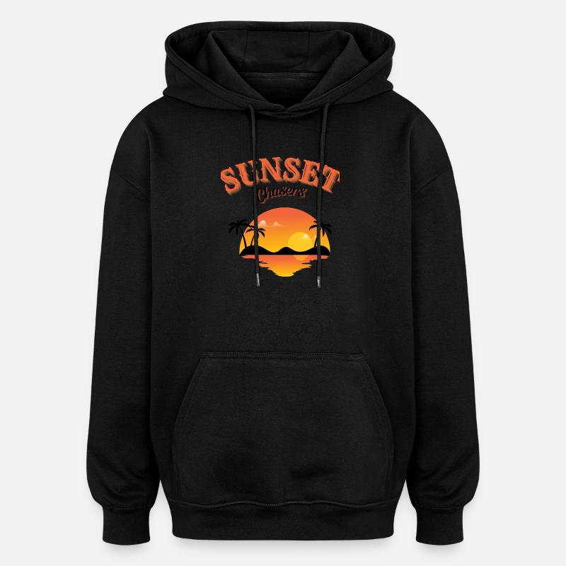Sunset Chasers Tropische Abendstimmung - Oversized Unisex Hoodie - Schwarz