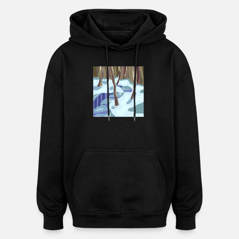 Winter Forest in Cold Shades - Oversized Unisex Hoodie - black