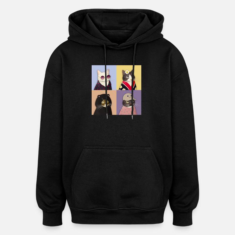 Cat Couture Quartet - Oversized Unisex Hoodie - black