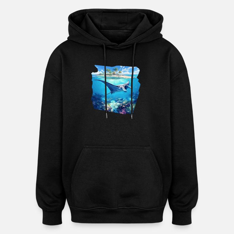 Rochen Mantarochen - Oversized Unisex Hoodie - Schwarz