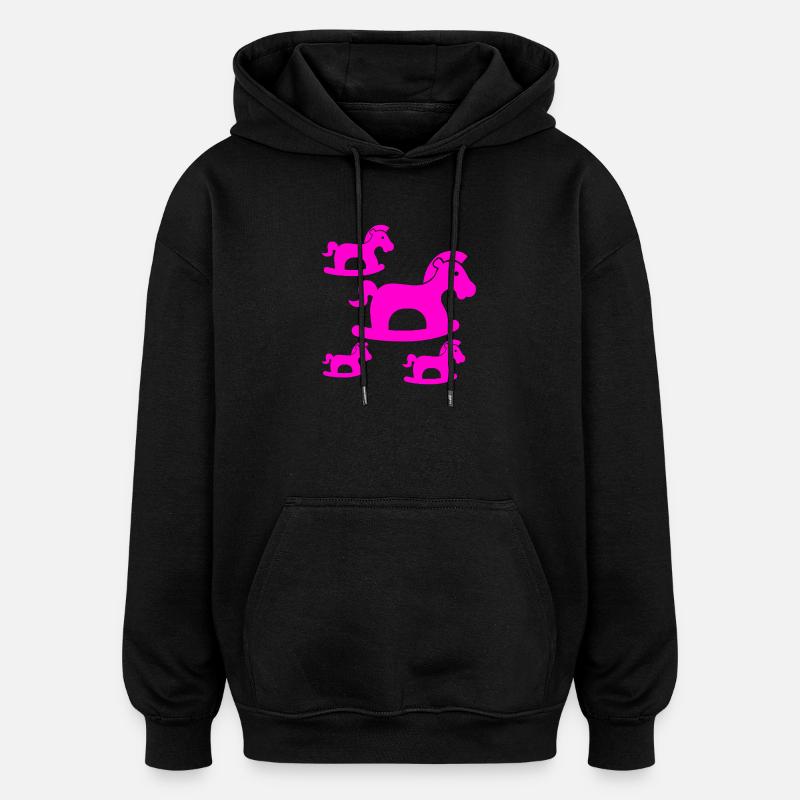 Chevaux - Sweat à capuche oversize unisexe - noir