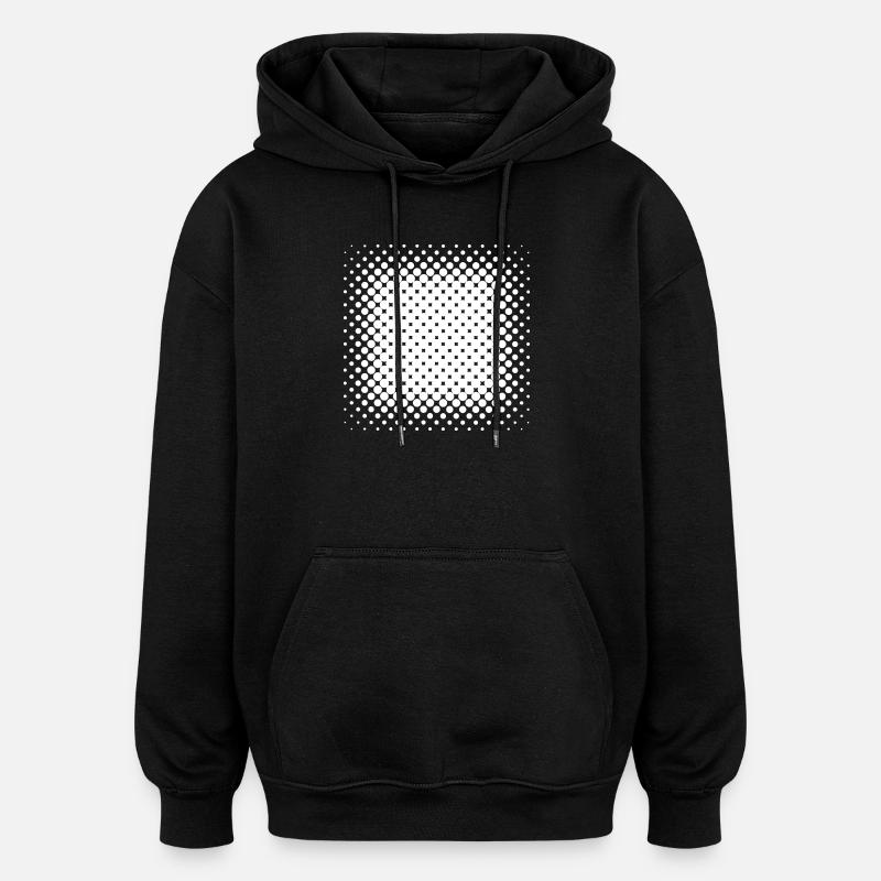 Radiales Halbtonquadrat - Oversized Unisex Hoodie - Schwarz