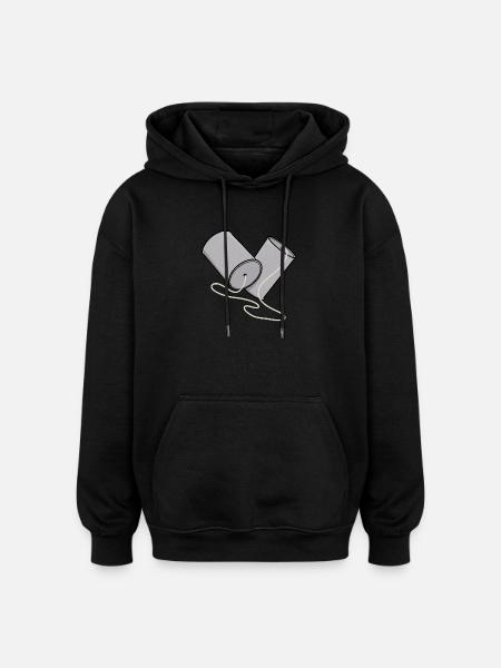 Tin Can Phone Nostalgia - Oversized Unisex Hoodie - black