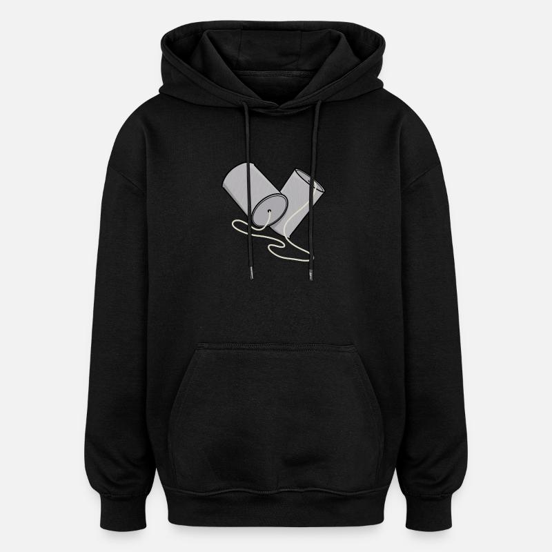 Nostalgie du téléphone en conserve - Sweat à capuche oversize unisexe - noir