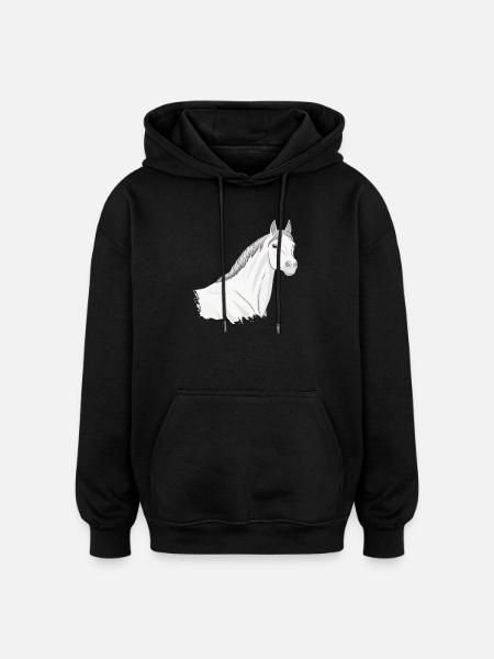 Der Kopf eines hellgrauen Abbayan-Pferdes - Oversized Unisex Hoodie - Schwarz