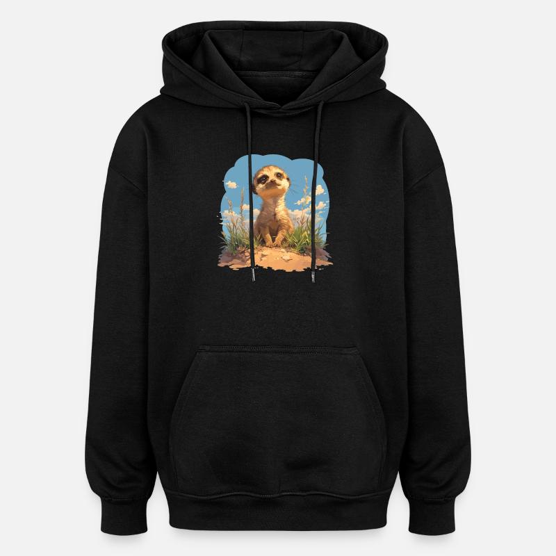 Meerkat Erdmännchen - Oversized Unisex Hoodie - Schwarz