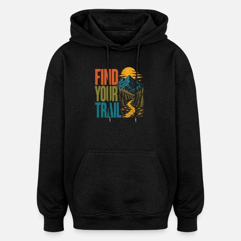 Berge – Finde deine Spur - Oversized Unisex Hoodie - Schwarz