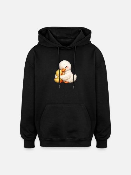 Mutter-Ente kuschelt mit ihrem Baby - Oversized Unisex Hoodie - Schwarz