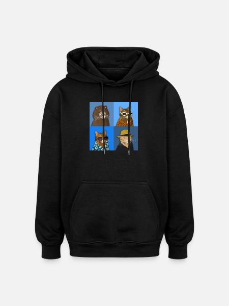 Tabby Cat Variety - Oversized Unisex Hoodie - black