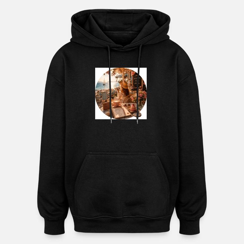 Summer Magic Beach Cafe - Oversized Unisex Hoodie - black