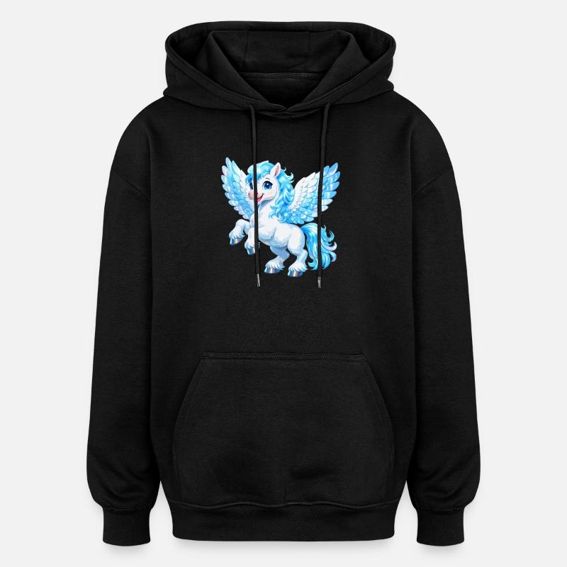 Fliegendes Pegasus-Pferd - Oversized Unisex Hoodie - Schwarz