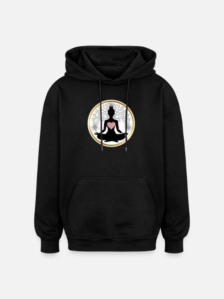Silhouette Yoga Heart Mandala - Oversized Unisex Hoodie - black