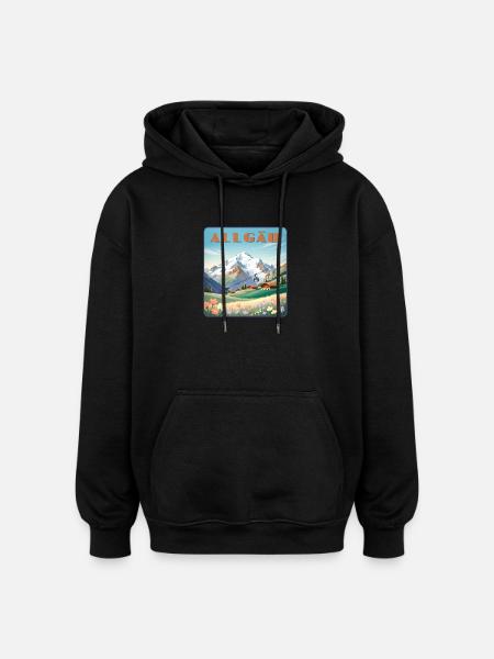 Allgäu - Oversized Unisex Hoodie - Schwarz