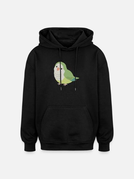 Perroquet Quaker Mignon Oiseau Vert - Sweat à capuche oversize unisexe - noir