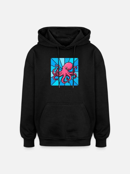 Pieuvre - Sweat à capuche oversize unisexe - noir