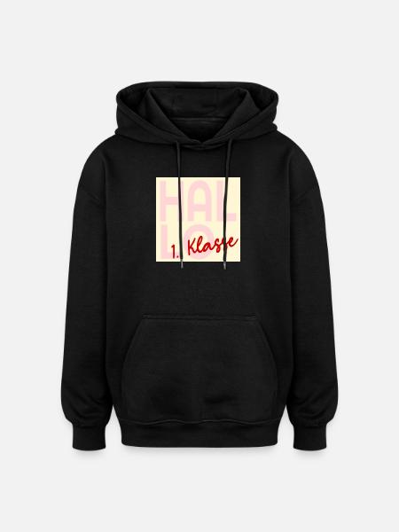 Einschulung Hallo 1. Klasse - Oversized Unisex Hoodie - Schwarz