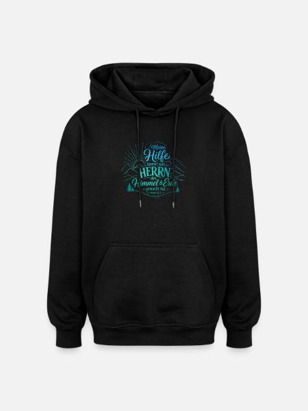 Bibelvers Lettering Psalm 121 - Oversized Unisex Hoodie - Schwarz
