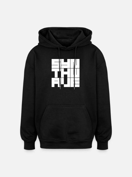 Synthwave Grid logo - Oversized Unisex Hoodie - black