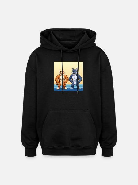 GIDAGI Fitness-Cartoons-Sammlung - Oversized Unisex Hoodie - Schwarz