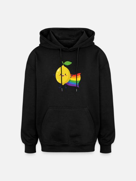 Lemon with rainbow cape - Oversized Unisex Hoodie - black