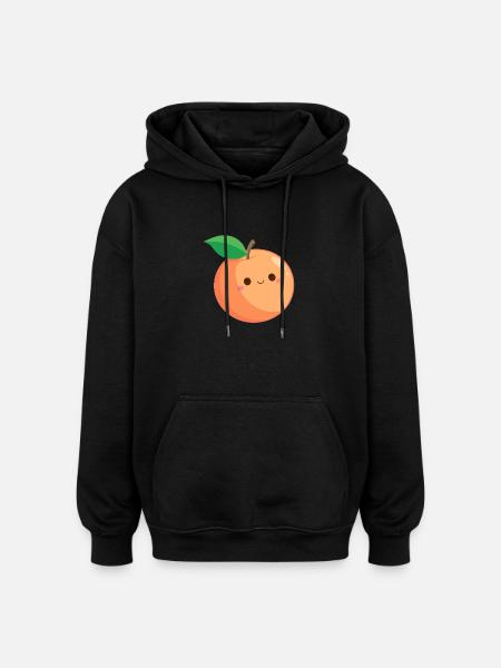 Kawaii Peach - Oversized Unisex Hoodie - black