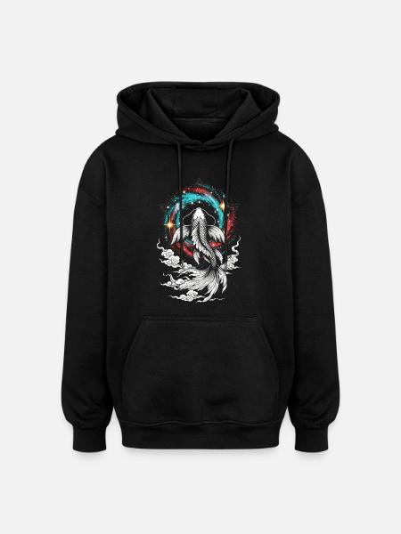 Celestial Koi ⭐ - Oversized Unisex Hoodie - black