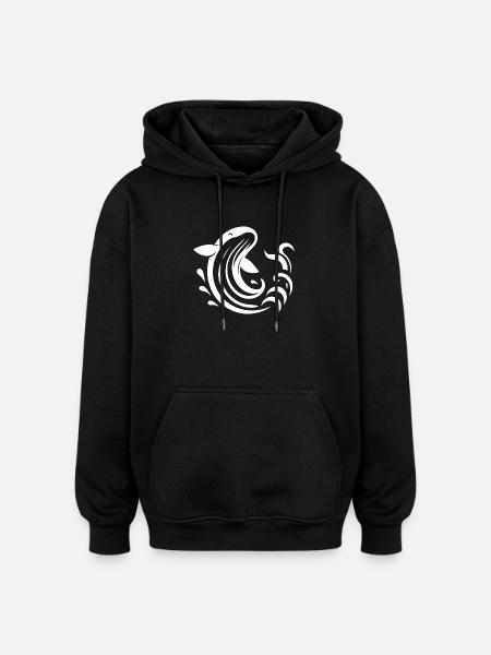 Springender Wal Silhouette Meeresmotiv - Oversized Unisex Hoodie - Schwarz