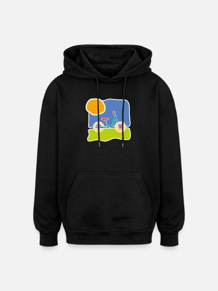 Buntes Kinderrad – Fahrt und Freiheit - Oversized Unisex Hoodie - Schwarz