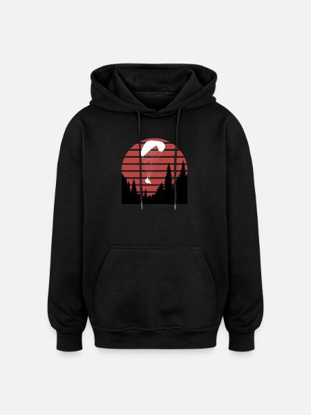 Gleitschirm_uber_Wald - Oversized Unisex Hoodie - Schwarz