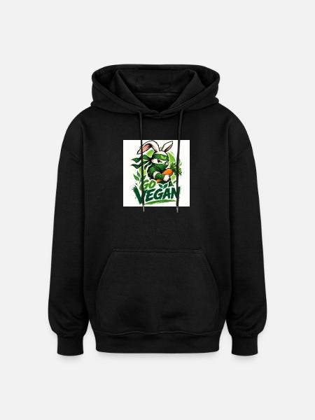 go vegan - Oversized Unisex Hoodie - black