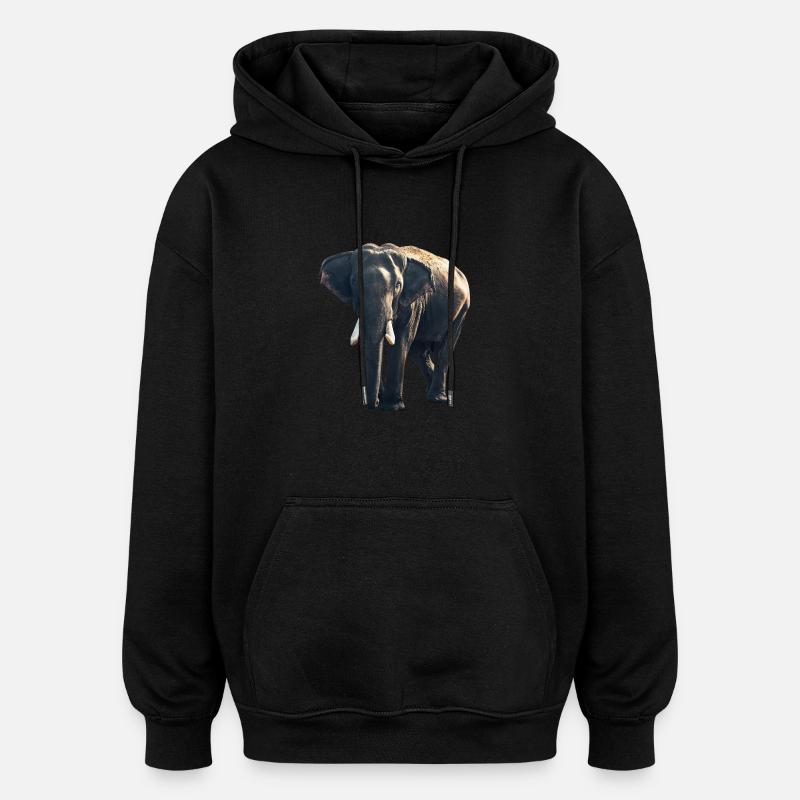 Elefant Tier - Oversized Unisex Hoodie - Schwarz