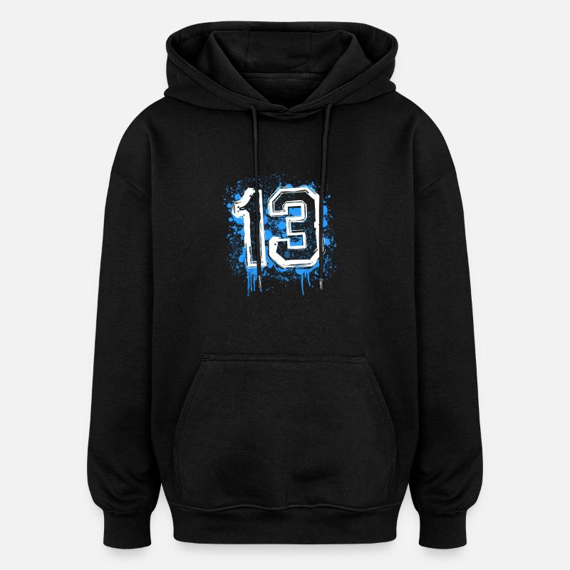 13 bigdirt - Sweat à capuche oversize unisexe - noir