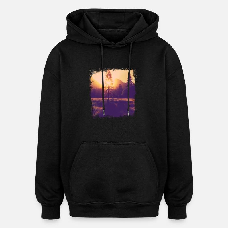 Baum Lichtung Sonnenschein - Oversized Unisex Hoodie - Schwarz
