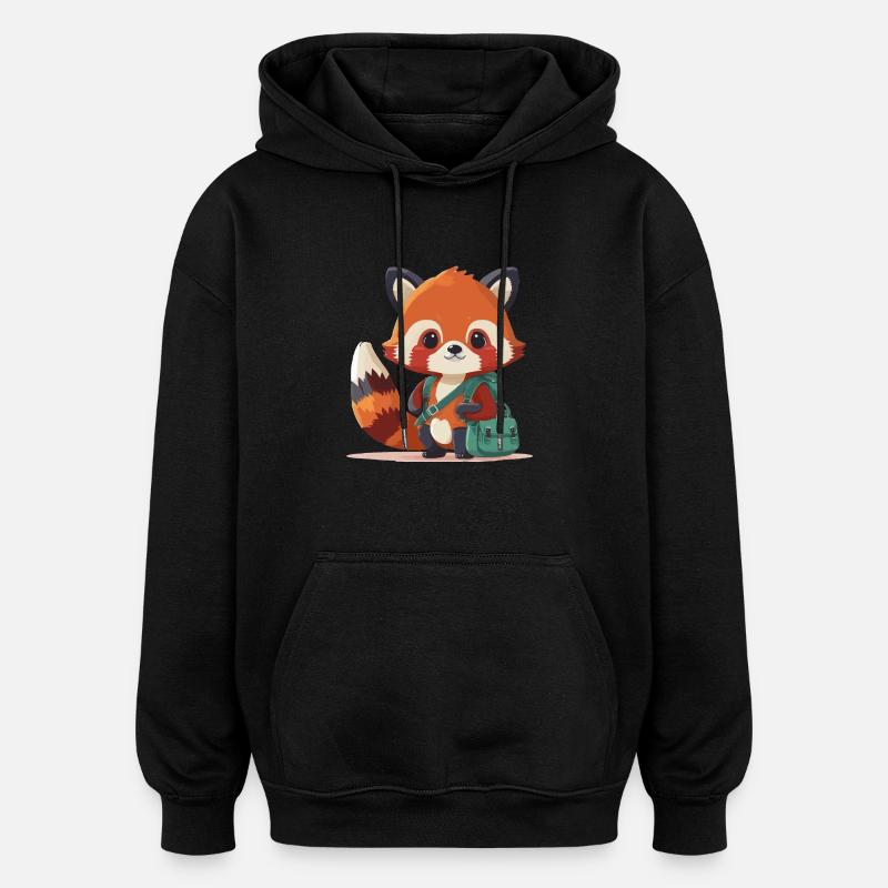 Petit panda roux - Sweat à capuche oversize unisexe - noir