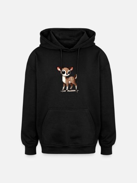 Deer Cartoon - Oversized Unisex Hoodie - black