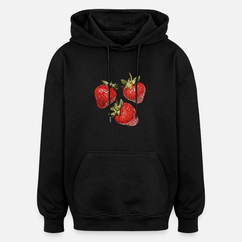 Fraises - Sweat à capuche oversize unisexe - noir