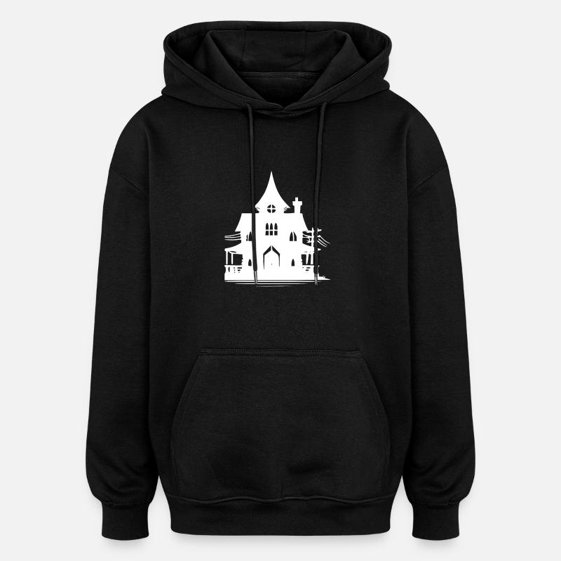 Vieille maison hantée d’Halloween abandonnée - Sweat à capuche oversize unisexe - noir