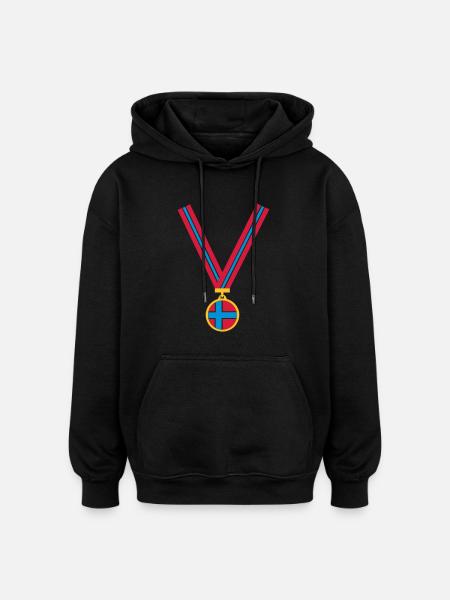 gold_medal_no_flag3_clr - Oversized Unisex Hoodie - black