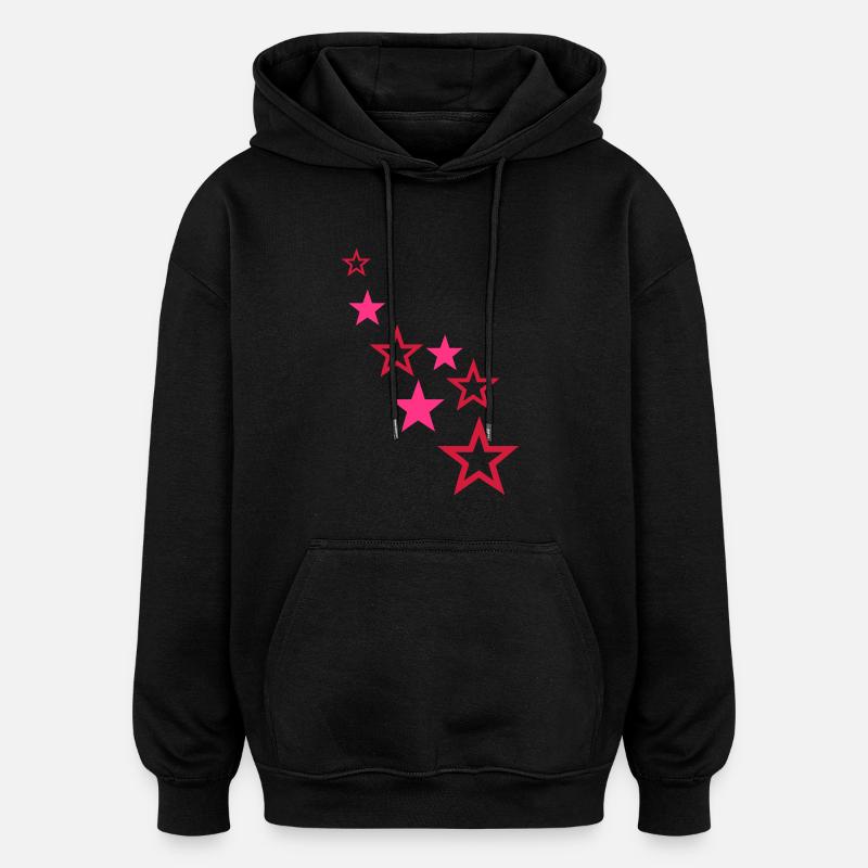 étoiles - Sweat à capuche oversize unisexe - noir