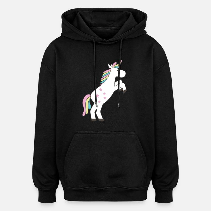 licorne - Sweat à capuche oversize unisexe - noir