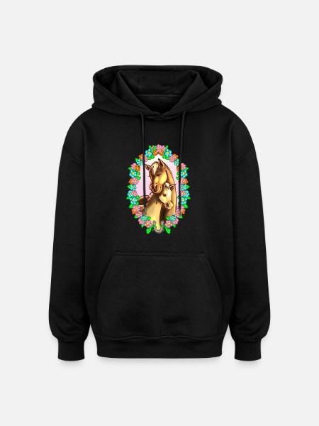 Pferde Blumenkreis - Oversized Unisex Hoodie - Schwarz