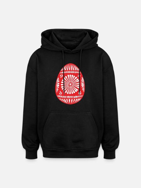 Rotes gemustertes Osterei - Oversized Unisex Hoodie - Schwarz