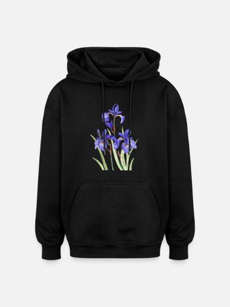 Lila Iris - Oversized Unisex Hoodie - Schwarz