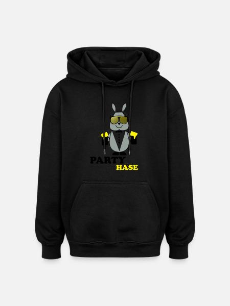 party_hase - Oversized Unisex Hoodie - Schwarz
