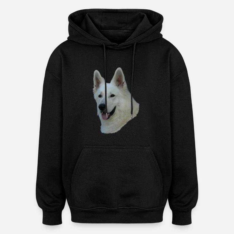 White German Shepherd head - Oversized Unisex Hoodie - black